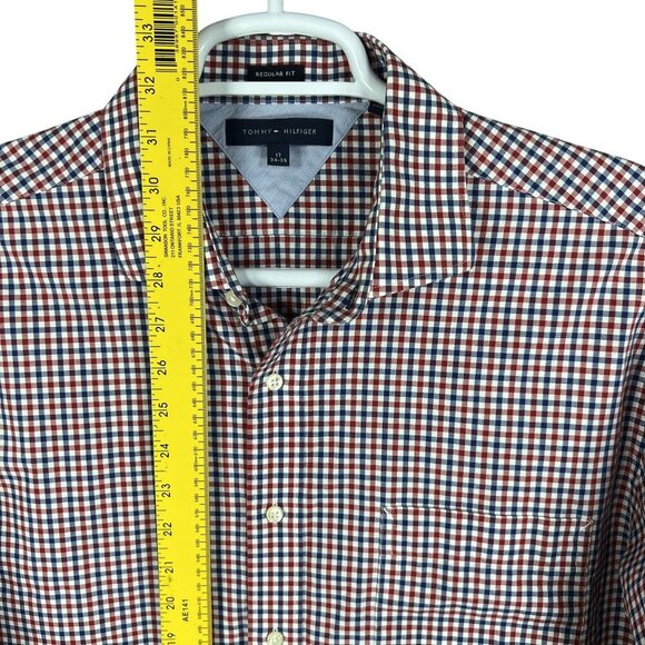 Tommy Hilfiger Mens XL Red White Blue Gingham Long Sleeve Button Shirt Timeless - Picture 11 of 16